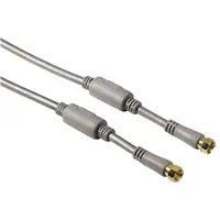 Hama SAT propojovací kabel, F-vidlice - F-vidlice, 100 dB, pozlacený, ferity, edý, 3 m
