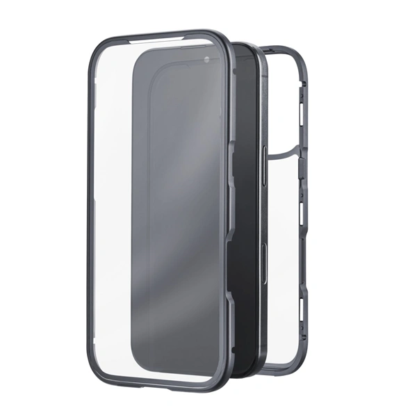 Black Rock 360° Glass, kryt pro Apple iPhone 17 Pro, skleněný, přední + zadní díl, průhledný/černý