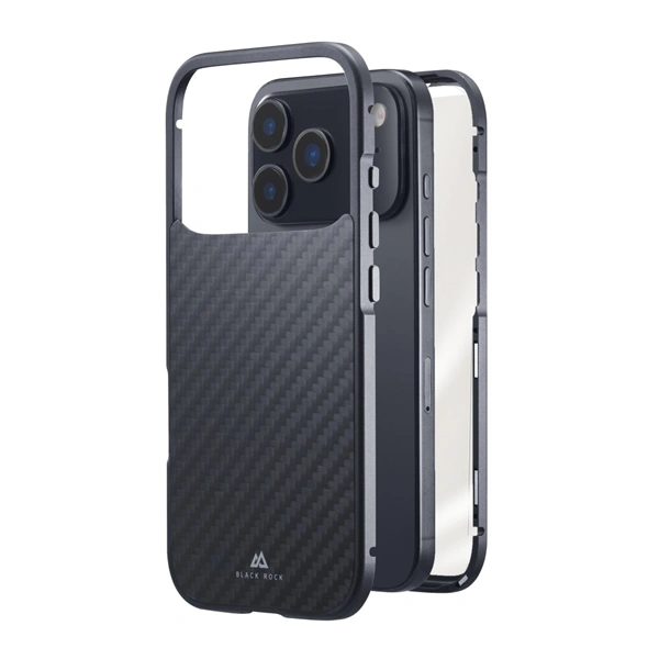 Black Rock 360° Glass, kryt pro Apple iPhone 17 Pro, skleněný, přední + zadní díl, karbonová úprava