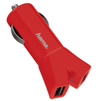 Hama dvojitá USB nabíječka do vozidla Color Line, AutoDetect, 3,4 A, červená