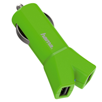 Hama dvojitá USB nabíječka do vozidla Color Line, AutoDetect, 3,4 A, zelená