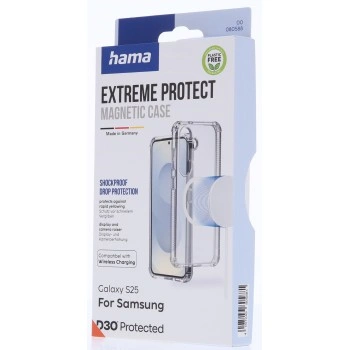 Hama Extreme Protect, kryt pro Samsung Galaxy S25, magnetický, D3O®, nežloutne, průhledný