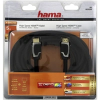 Hama HDMI kabel vidlice-vidlice, 5 m, pozlacen, ferit. filtry, kovov vidlice, opleten, Ethernet