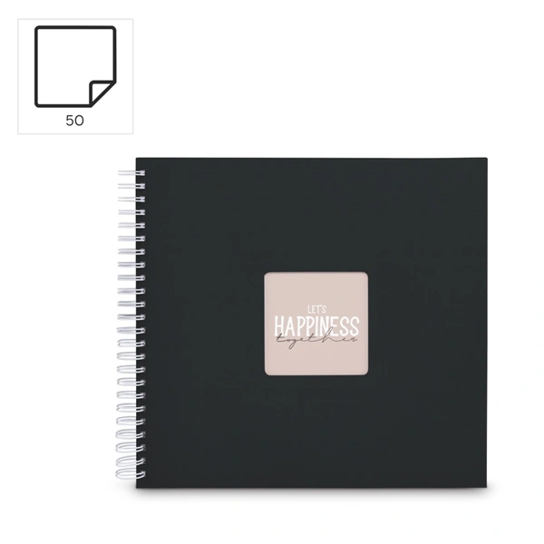 Hama album klasické spirálové FINE ART 36x32 cm, 50 stran, nová černá, bílé listy