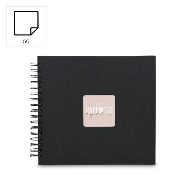 Hama album klasické spirálové FINE ART 28x24 cm, 50 stran, nová černá, černé listy