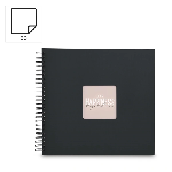 Hama album klasické spirálové FINE ART 36x32 cm, 50 stran, nová černá, černé listy