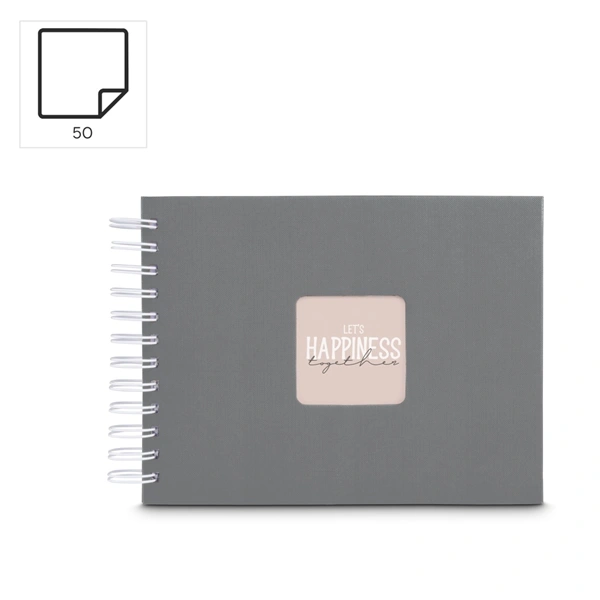 Hama album klasické spirálové FINE ART 24x17 cm, 50 stran, kamenná šedá, bílé listy