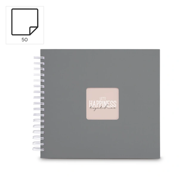 Hama album klasické spirálové FINE ART 28x24 cm, 50 stran, kamenná šedá, bílé listy