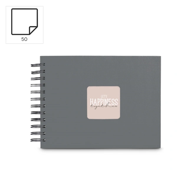 Hama album klasické spirálové FINE ART 24x17 cm, 50 stran, kamenná šedá, černé listy