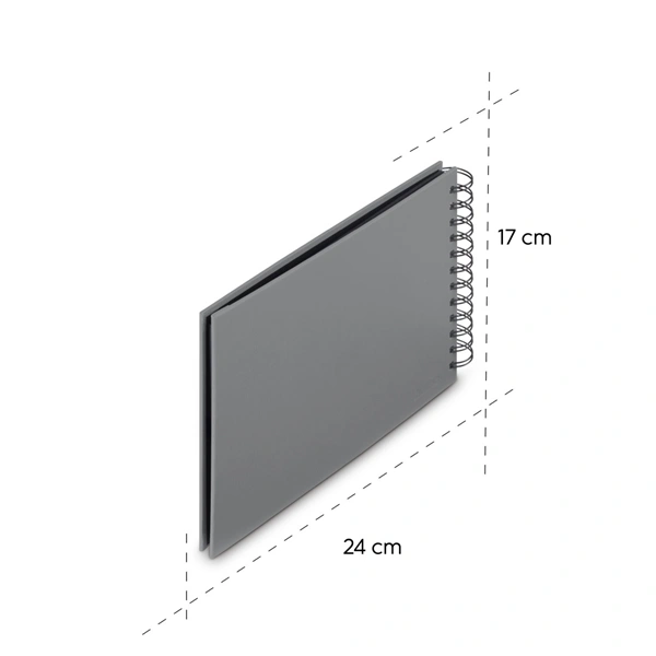 Hama album klasické spirálové FINE ART 24x17 cm, 50 stran, kamenná šedá, černé listy