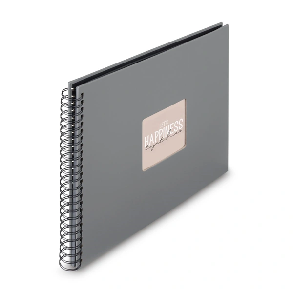 Hama album klasické spirálové FINE ART 36x32 cm, 50 stran, kamenná šedá, černé listy