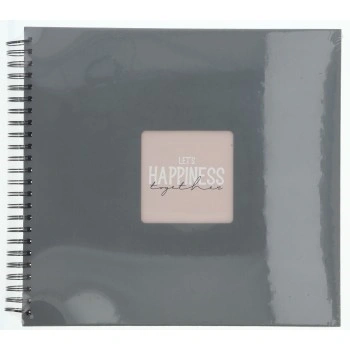 Hama album klasické spirálové FINE ART 36x32 cm, 50 stran, kamenná šedá, černé listy