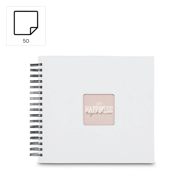 Hama album klasické spirálové FINE ART 28x24 cm, 50 stran, bílá, černé listy