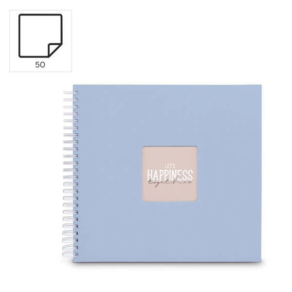 Hama album klasické spirálové FINE ART 36x32 cm, 50 stran, lagoon, bílé listy