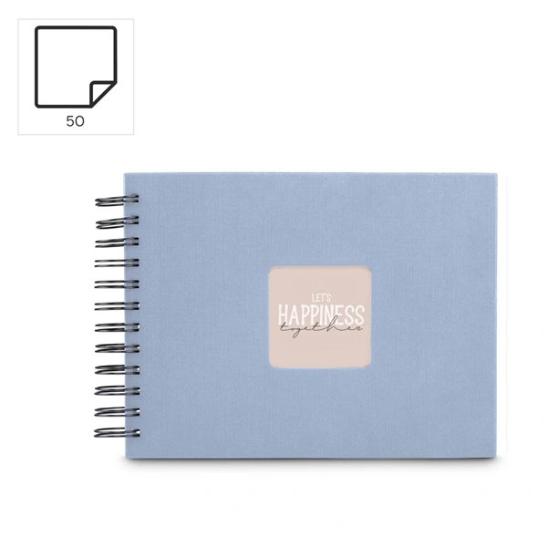 Hama album klasické spirálové FINE ART 24x17 cm, 50 stran, lagoon (modrá), černé listy