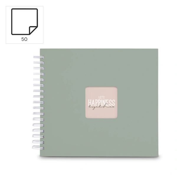 Hama album klasické spirálové FINE ART 28x24 cm, 50 stran, sage, bílé listy