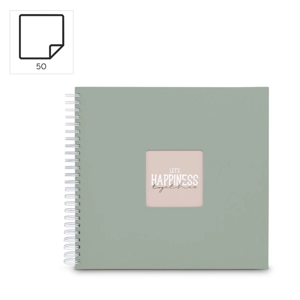 Hama album klasické spirálové FINE ART 36x32 cm, 50 stran, sage, bílé listy