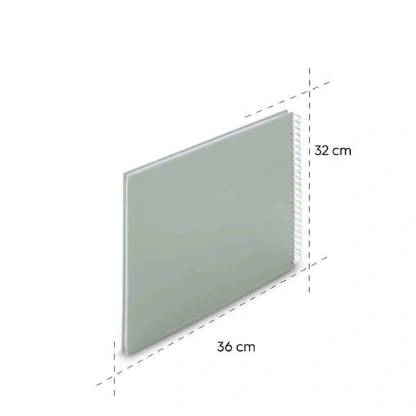 Hama album klasické spirálové FINE ART 36x32 cm, 50 stran, sage, bílé listy