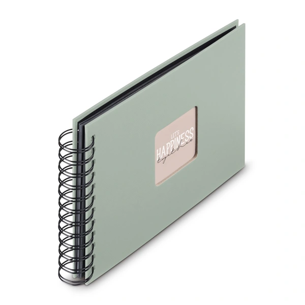 Hama album klasické spirálové FINE ART 24x17 cm, 50 stran, sage, černé listy