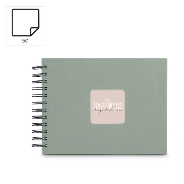 Hama album klasické spirálové FINE ART 24x17 cm, 50 stran, sage, černé listy