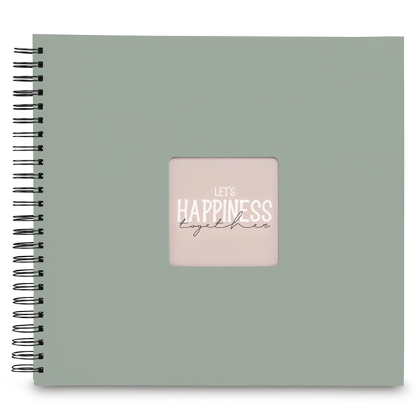 Hama album klasické spirálové FINE ART 36x32 cm, 50 stran, sage, černé listy