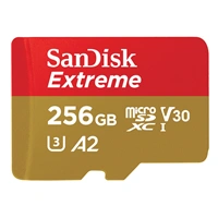 SanDisk Extreme microSDXC 256GB + SD Adapter 190MB/s & 130MB/s Read/Write A2 C10 V30 UHS-I U3