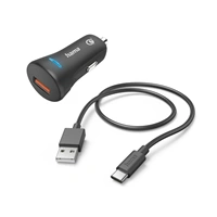 Hama set: rychlá USB nabíjeka do vozidla QC 3.0 19,5 W + kabel USB A-C 1,5 m