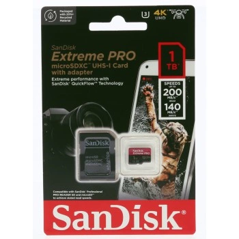 SanDisk Extreme PRO microSDXC 1TB + SD Adapter 200MB/s & 140MB/s A2 C10 V30 UHS-I U3